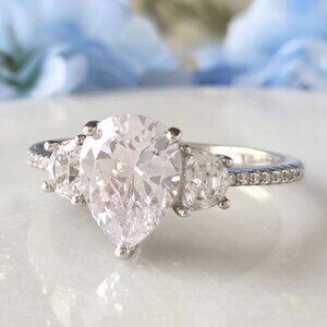 Classic Pear cut engagement style ring - 925 Sterling Silver Charmed Aroma